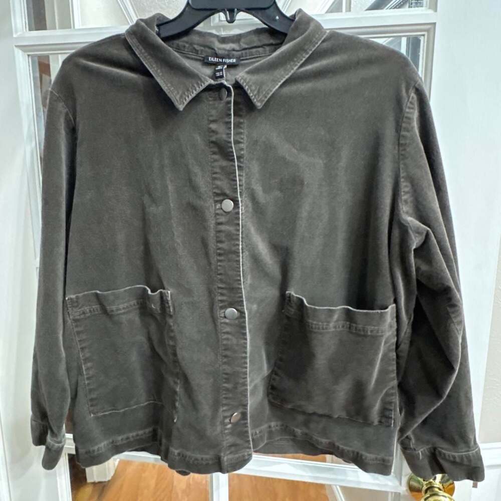 Eileen Fisher Brown Corduroy Button Up Shirt
